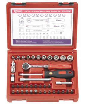 Bộ khẩu tay vặn 1/4' 40 chiếc hệ mét - Genius EU-240M