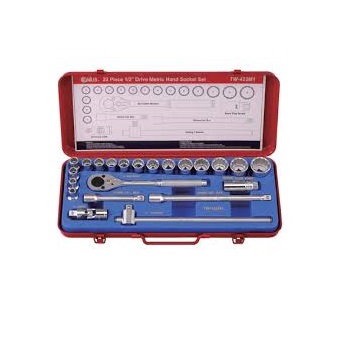 Bộ khẩu tay vặn 1/2' 22 chiếc hệ Mét (12 cạnh) - Genius TW-422M1