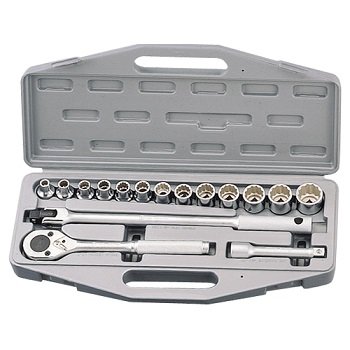 Bộ khẩu tay vặn 1/2' 16 chiếc hệ Inch (12 cạnh) - Genius TW-416S