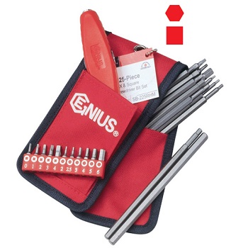 Bộ tay vặn và đầu tuốc nơ vít đầu lục giác hệ mét Genius SB-225RHM